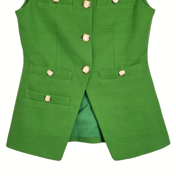 Veronica Beard Tamara Vest Cactus Green Tweed Suit Size 4 - Picture 6 of 12